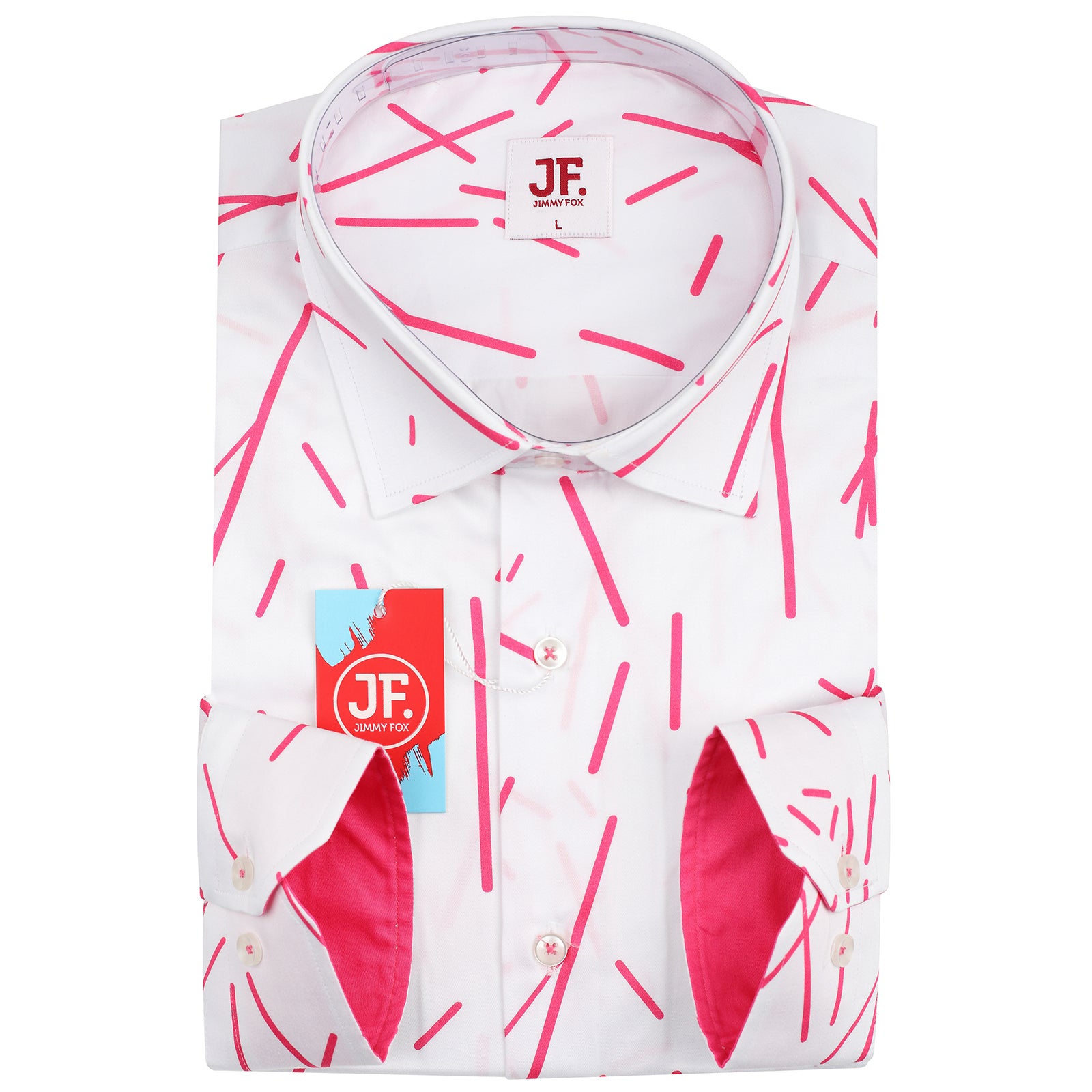 JF915 JIMMY FOX Abstract Broken Stripe Print Slim Fit L/S Shirt